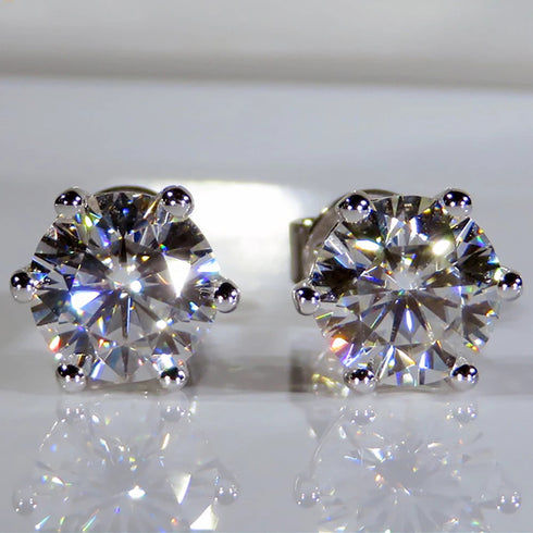 MJ-51 D Color Moissanite Lab Diamond Stud Earring For Women 925 Sterling Silver Wedding Engagement Ear Studs Jewelry